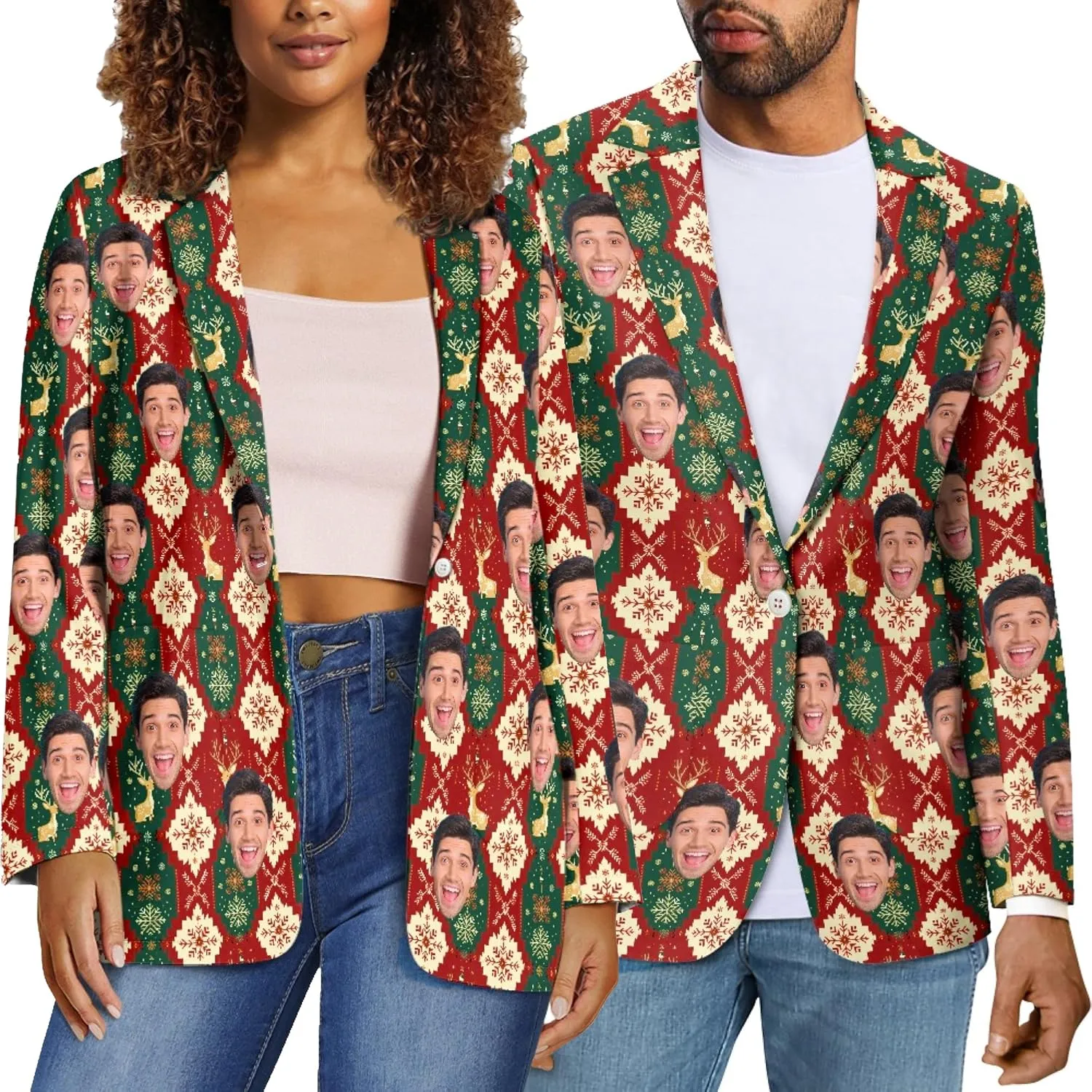 Custom Face Blazers for Couple-Personalized Jacket Blazer with Fun Picture Fashion Casual Sport Coats Gag Gift for Men Women