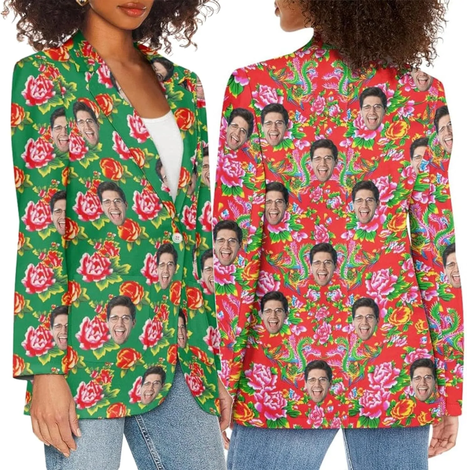 Custom Face Blazers for Couple-Personalized Jacket Blazer with Fun Picture Fashion Casual Sport Coats Gag Gift for Men Women