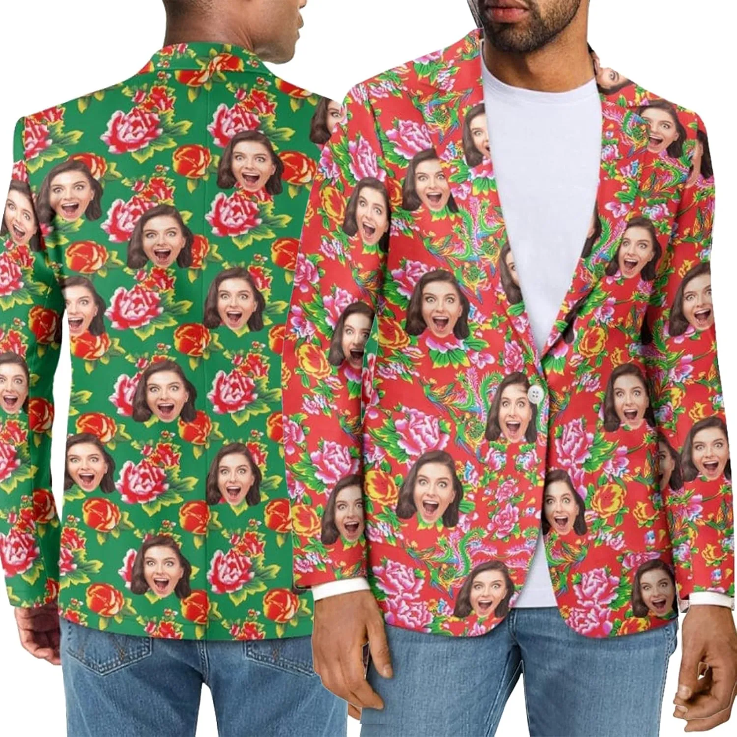 Custom Face Blazers for Couple-Personalized Jacket Blazer with Fun Picture Fashion Casual Sport Coats Gag Gift for Men Women