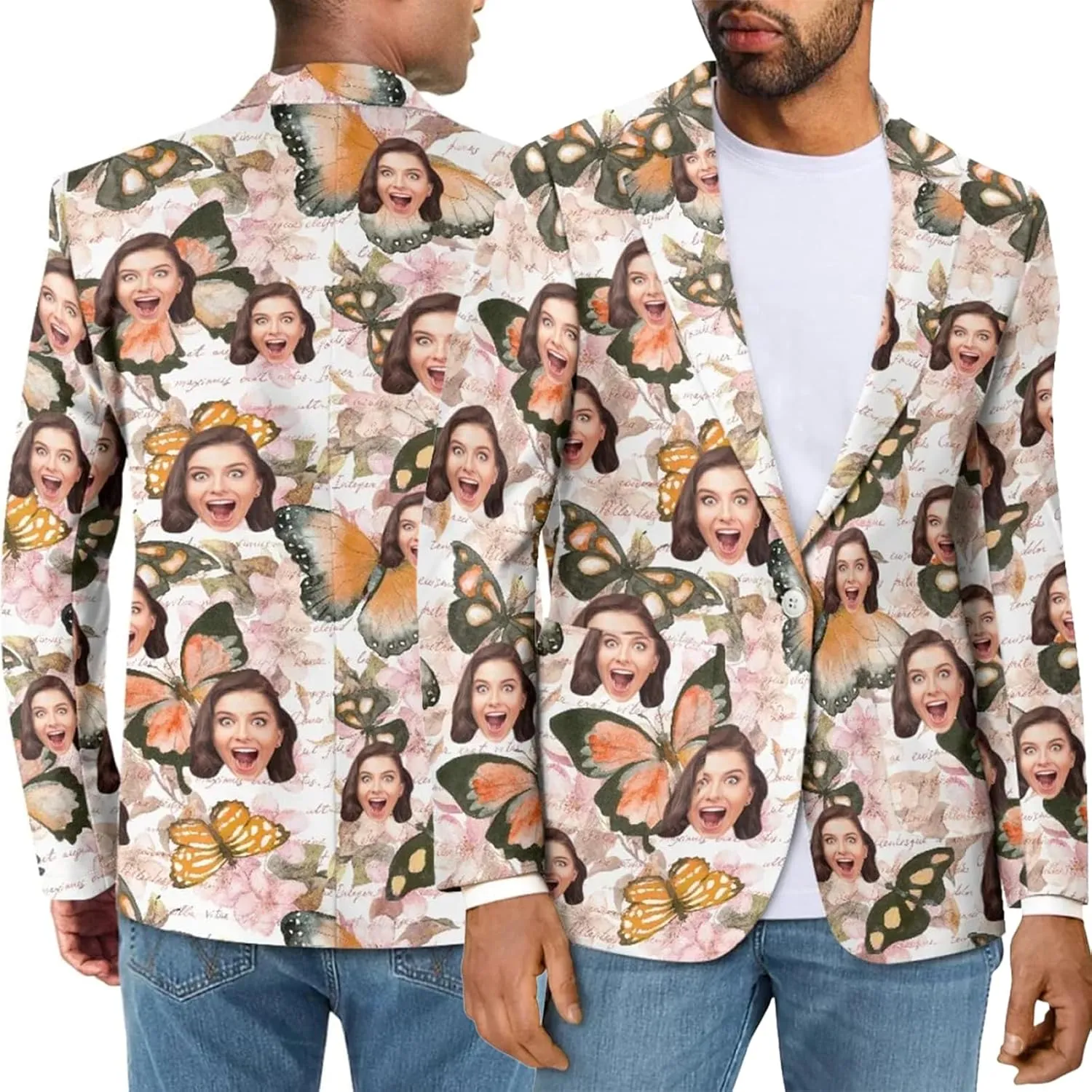 Custom Face Blazers for Couple-Personalized Jacket Blazer with Fun Picture Fashion Casual Sport Coats Gag Gift for Men Women