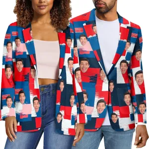 Custom Face Blazers for Couple-Personalized Jacket Blazer with Fun Picture Fashion Casual Sport Coats Gag Gift for Men Women