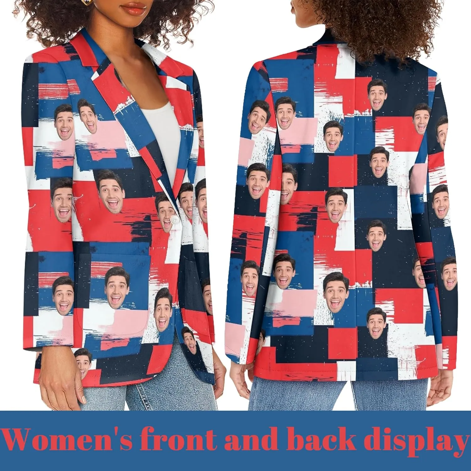 Custom Face Blazers for Couple-Personalized Jacket Blazer with Fun Picture Fashion Casual Sport Coats Gag Gift for Men Women