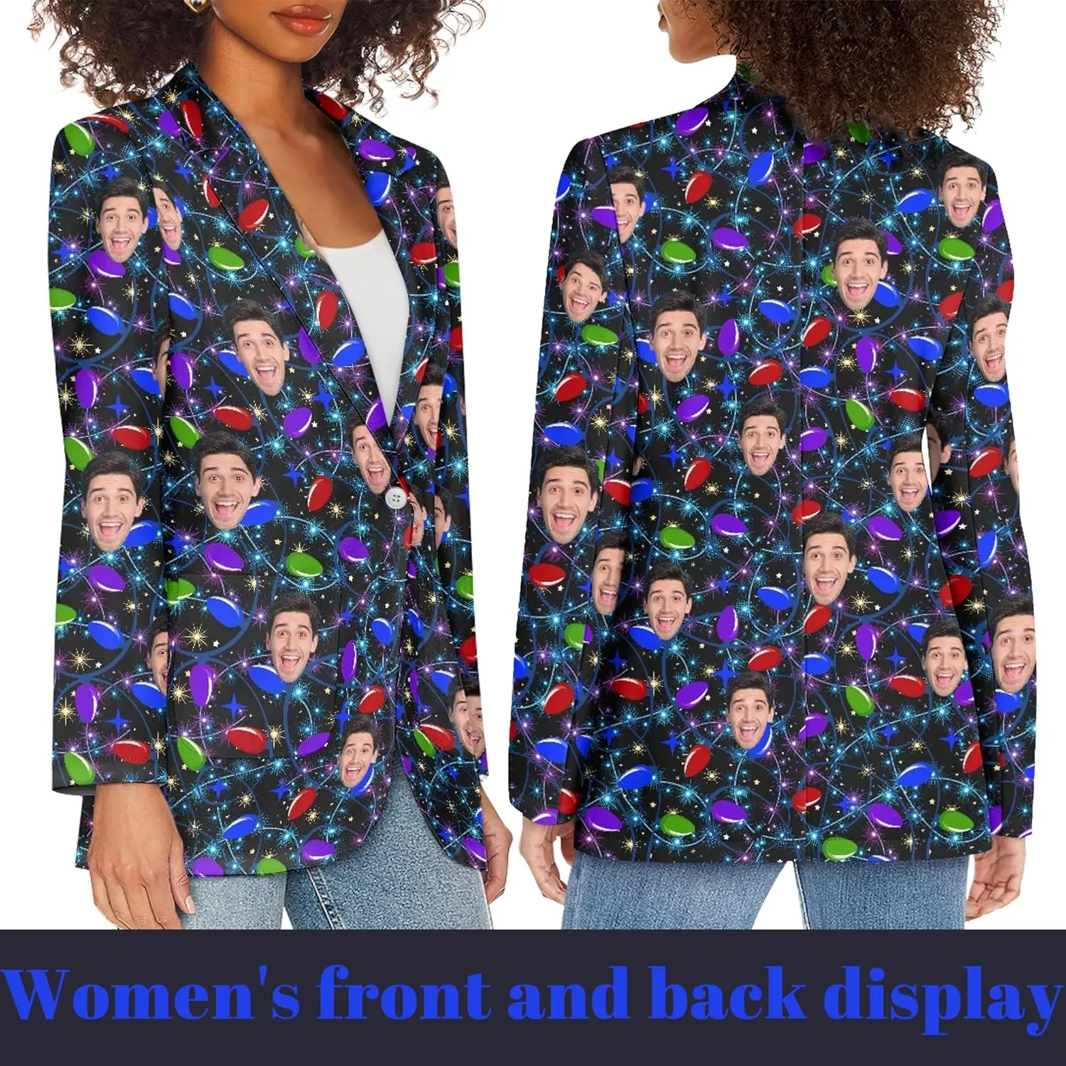Custom Face Blazers for Couple-Personalized Jacket Blazer with Fun Picture Fashion Casual Sport Coats Gag Gift for Men Women