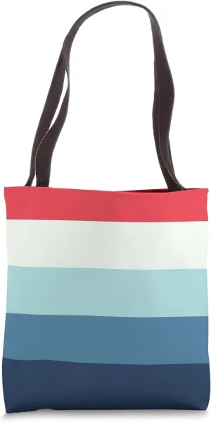 Cute Five Colors Stripes White Blue Red Minimalist Graphic Tote Bag