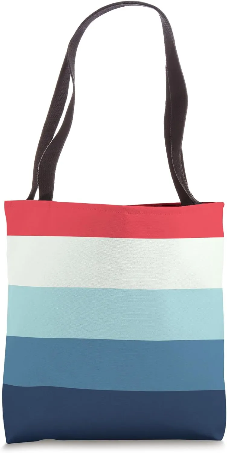 Cute Five Colors Stripes White Blue Red Minimalist Graphic Tote Bag