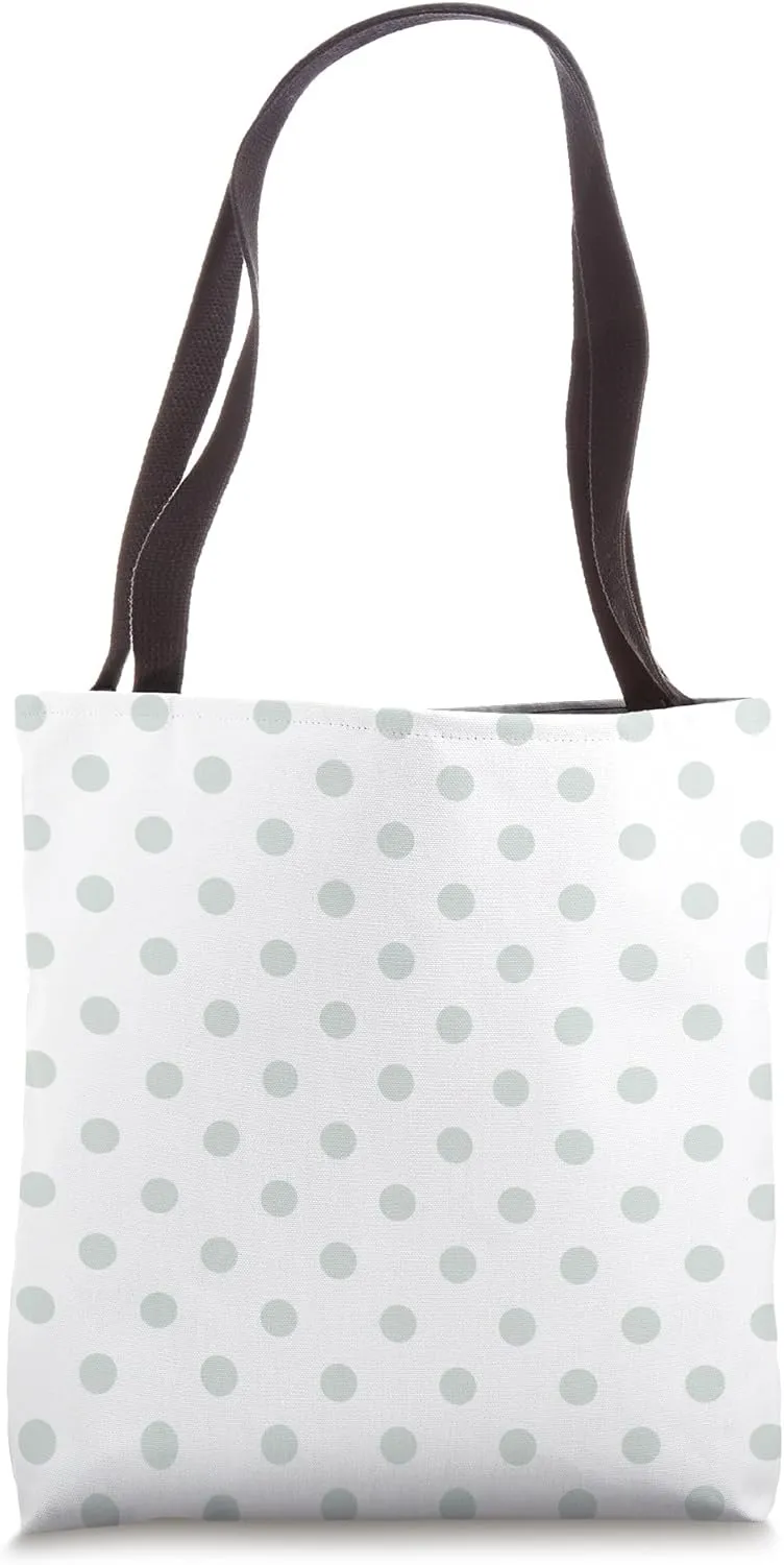 Cute Pastel Green Gray Polka Dot Pattern Minimalist Graphic Tote Bag
