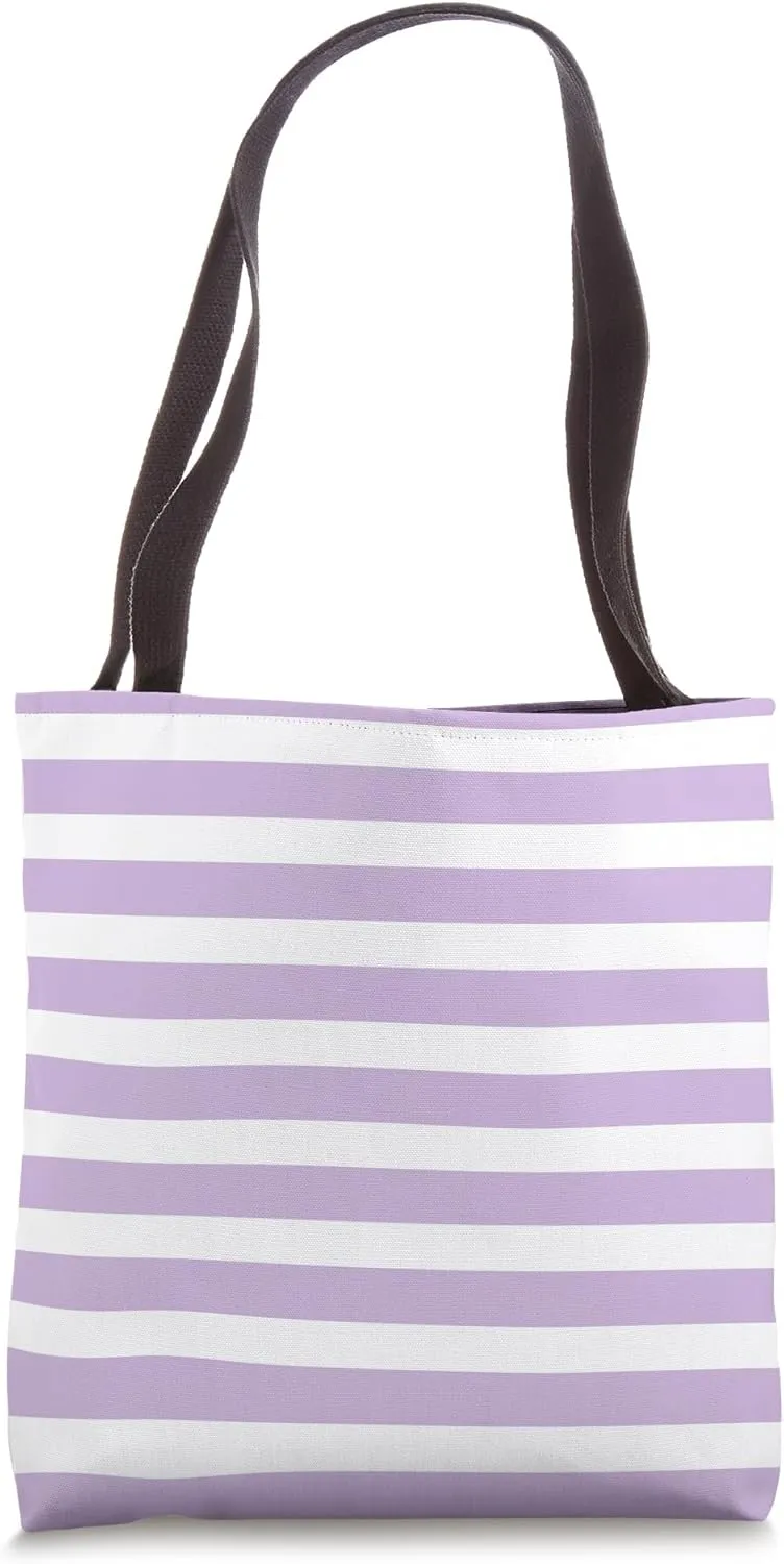 Cute Retro Lavender Mist Stripes Classic Minimalist Graphic Tote Bag