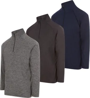 DARESAY Men's Dri-Fit Quarter Zip Long Sleeve Moisture Wicking Pullover, Athletic Quick Dry Tees 3-Pack (Up to 3XL)