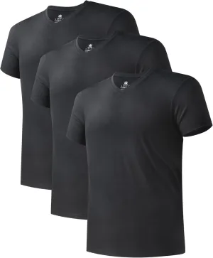DAVID ARCHY Men's Undershirt Bamboo Rayon Moisture-Wicking V-Neck T-Shirts Stretch Tees for Men, 3 or 5 Pack