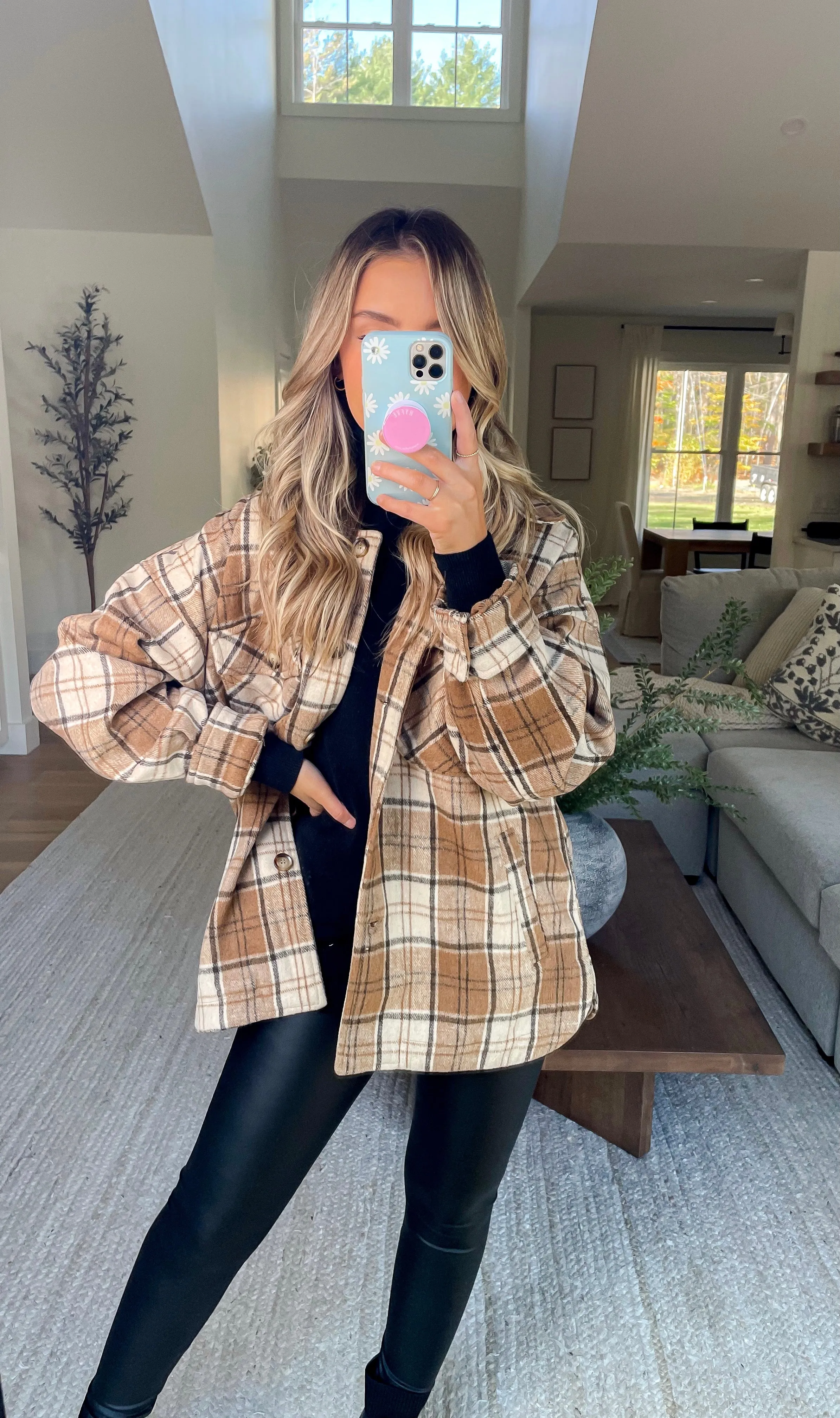 Davis Camel Plaid Shacket
