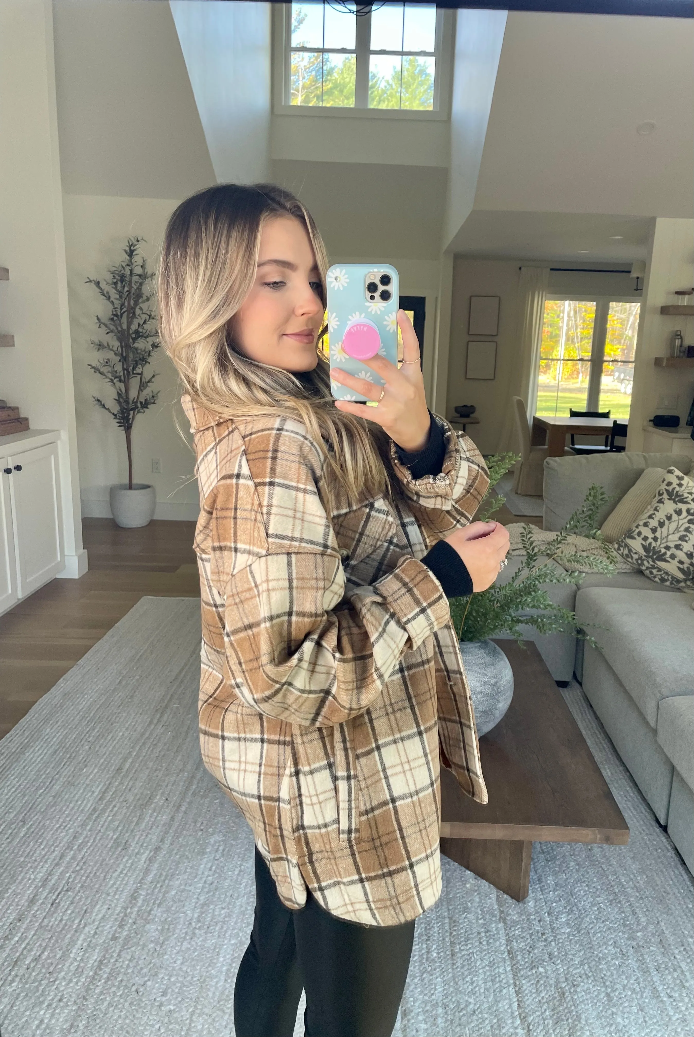 Davis Camel Plaid Shacket