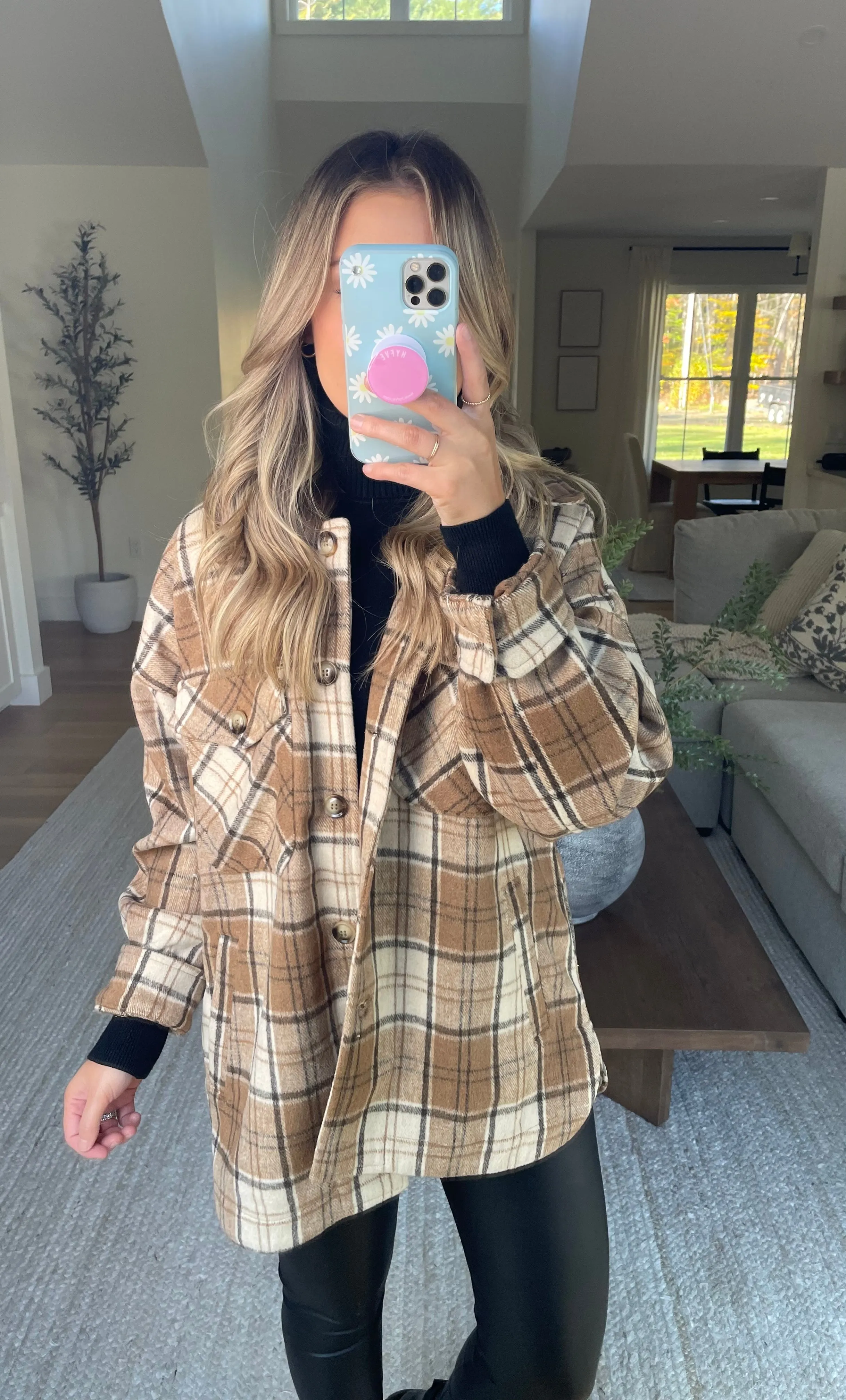 Davis Camel Plaid Shacket