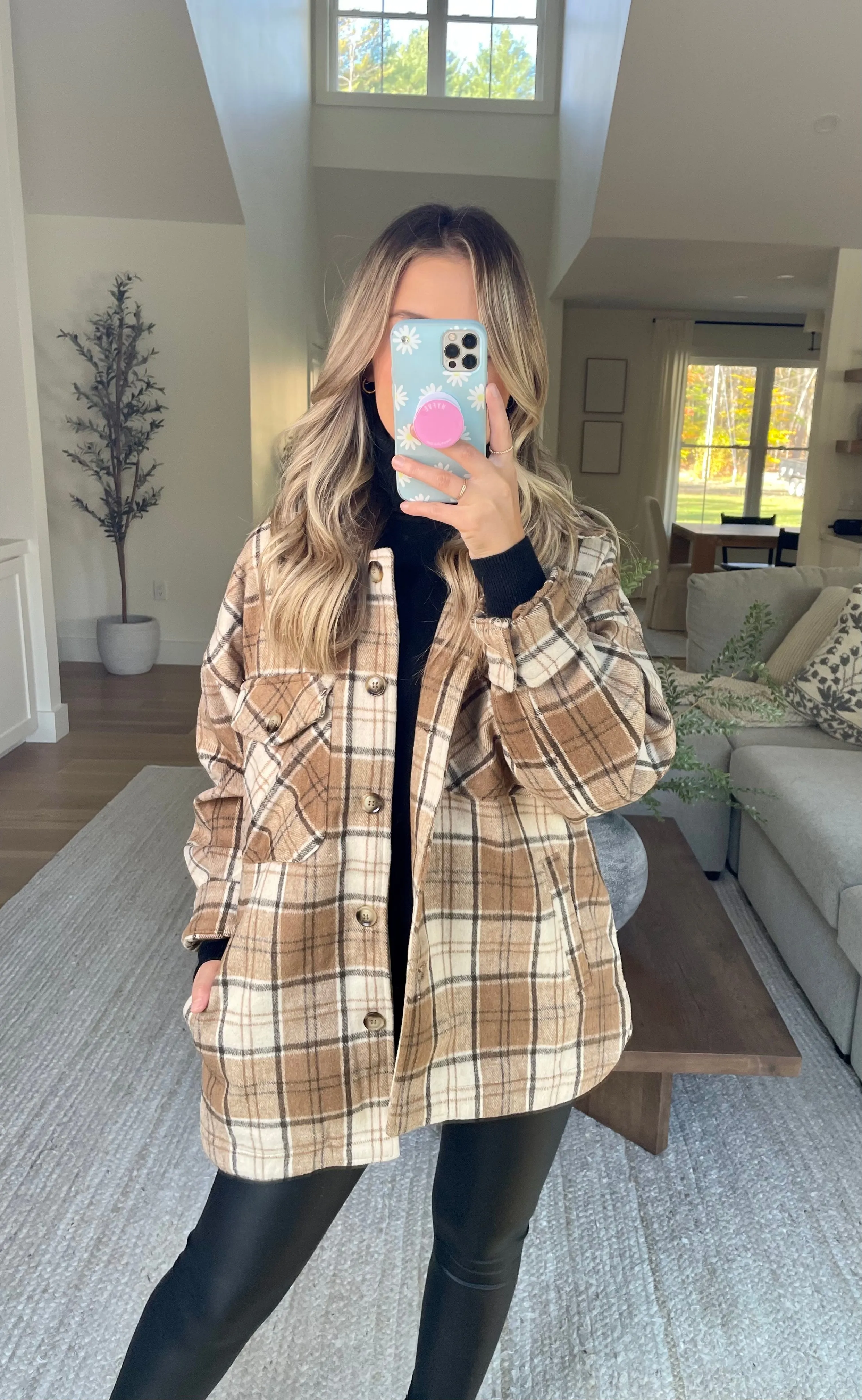 Davis Camel Plaid Shacket