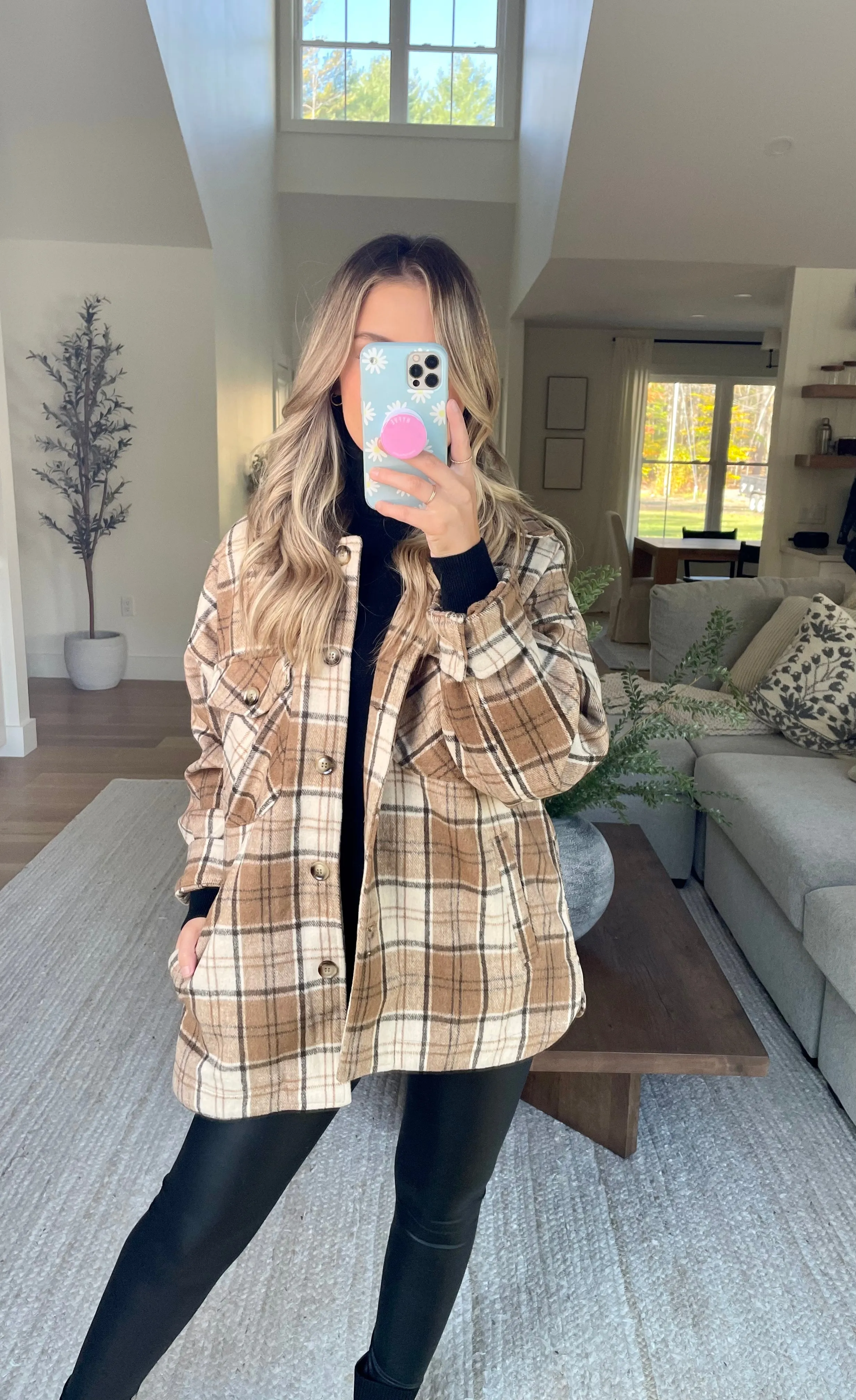 Davis Camel Plaid Shacket