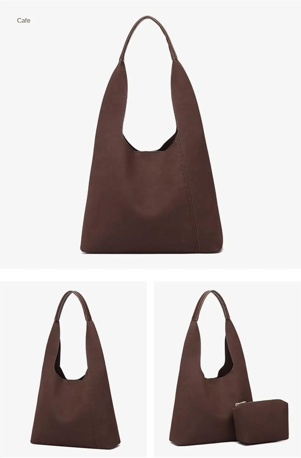Ethical Vegan Leather Slouchy Hobo & Tote Bags for Women - 2 Pcs Casual Chic Shoulder Purses