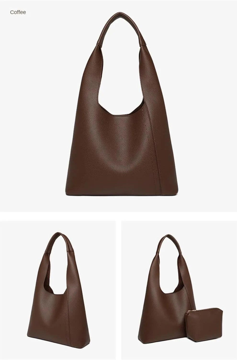 Ethical Vegan Leather Slouchy Hobo & Tote Bags for Women - 2 Pcs Casual Chic Shoulder Purses