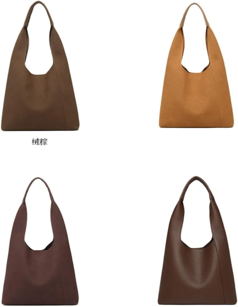 Ethical Vegan Leather Slouchy Hobo & Tote Bags for Women - 2 Pcs Casual Chic Shoulder Purses