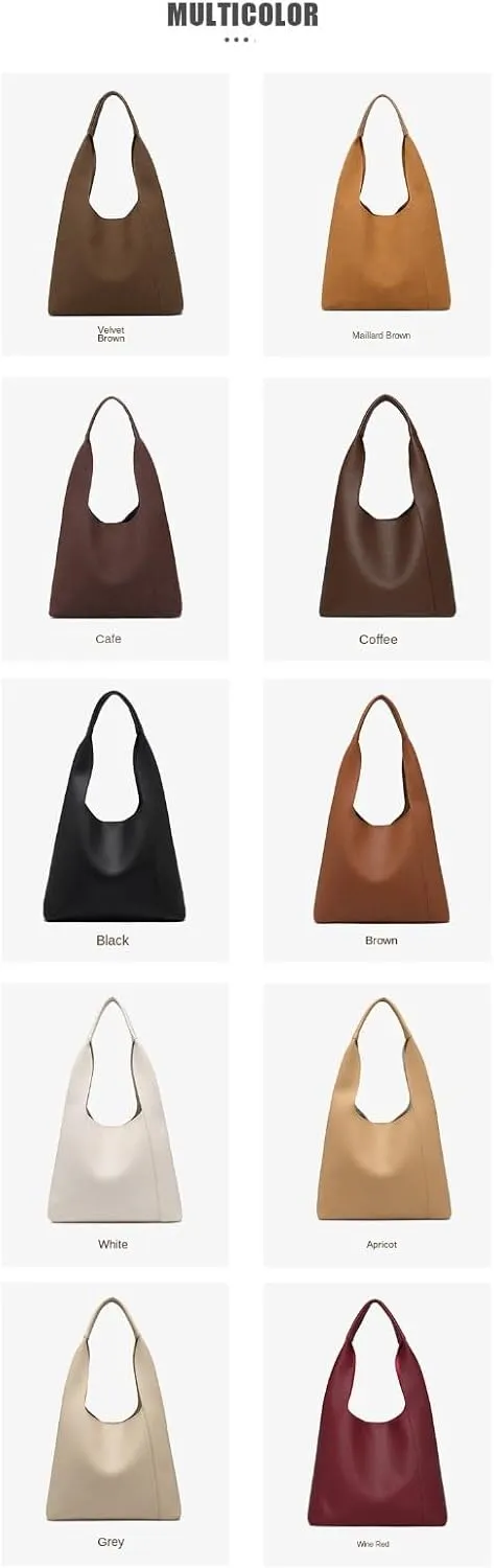 Ethical Vegan Leather Slouchy Hobo & Tote Bags for Women - 2 Pcs Casual Chic Shoulder Purses