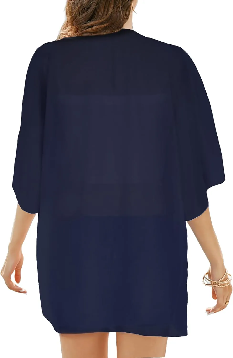 FINOCEANS Womens Floral Chiffon Kimono Cardigans Loose Beach Cover Up Half Sleeve Tops
