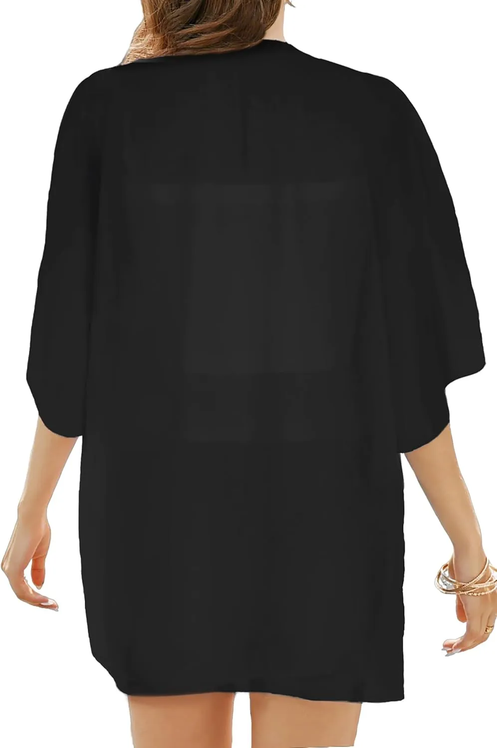 FINOCEANS Womens Floral Chiffon Kimono Cardigans Loose Beach Cover Up Half Sleeve Tops