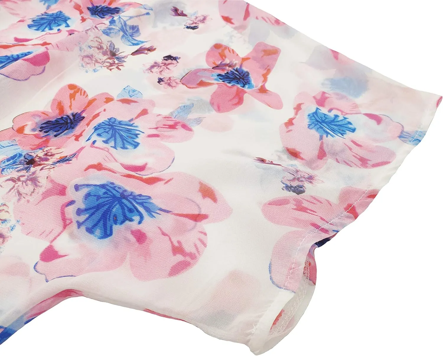 FINOCEANS Womens Floral Chiffon Kimono Cardigans Loose Beach Cover Up Half Sleeve Tops