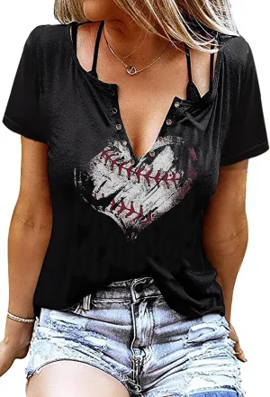 Game Day Outfits Shirts Women V Neck Football Graphic Tee Tops Funny Football Game Day Shirts for Teen Girls