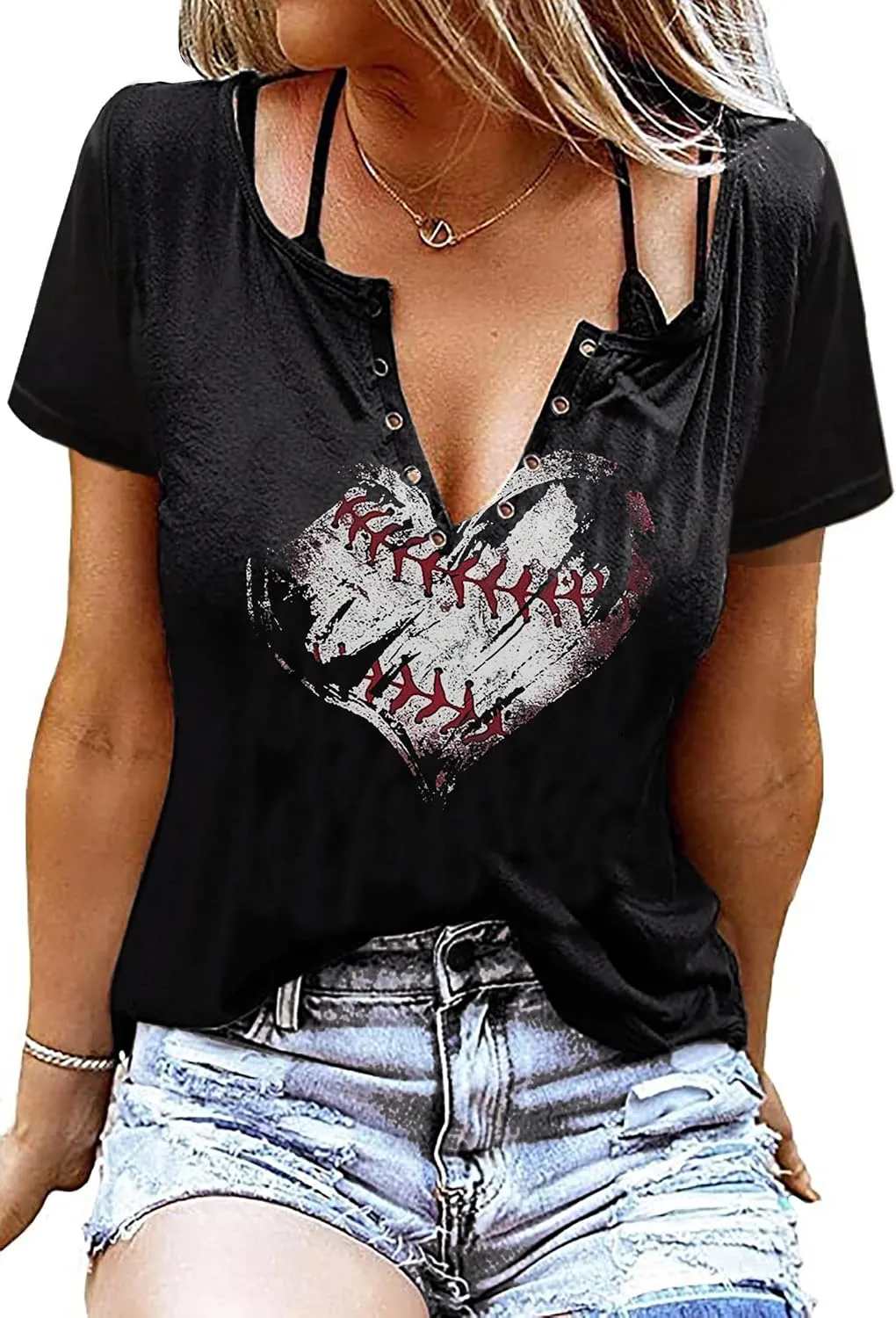 Game Day Outfits Shirts Women V Neck Football Graphic Tee Tops Funny Football Game Day Shirts for Teen Girls