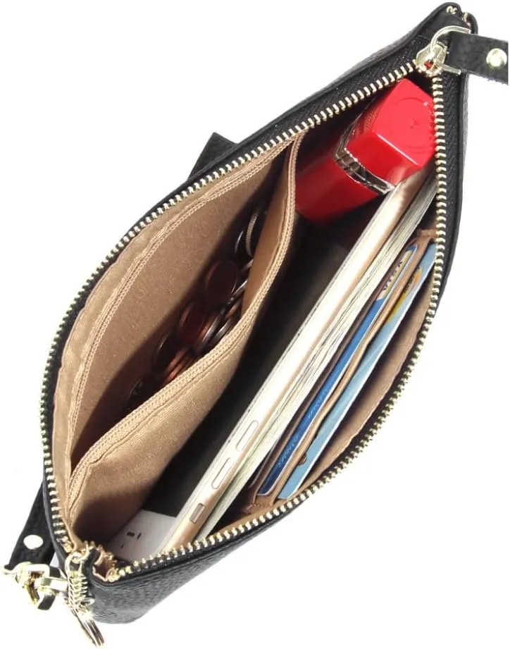 Genuine Leather Clutch Wallet Long Purse Wristlet Phone Pouch for Women, Slim and Minimalist