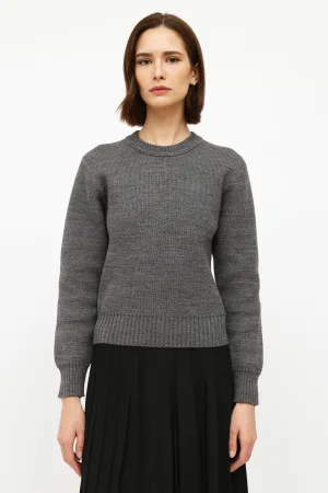 Grey Wool Crewneck Sweater