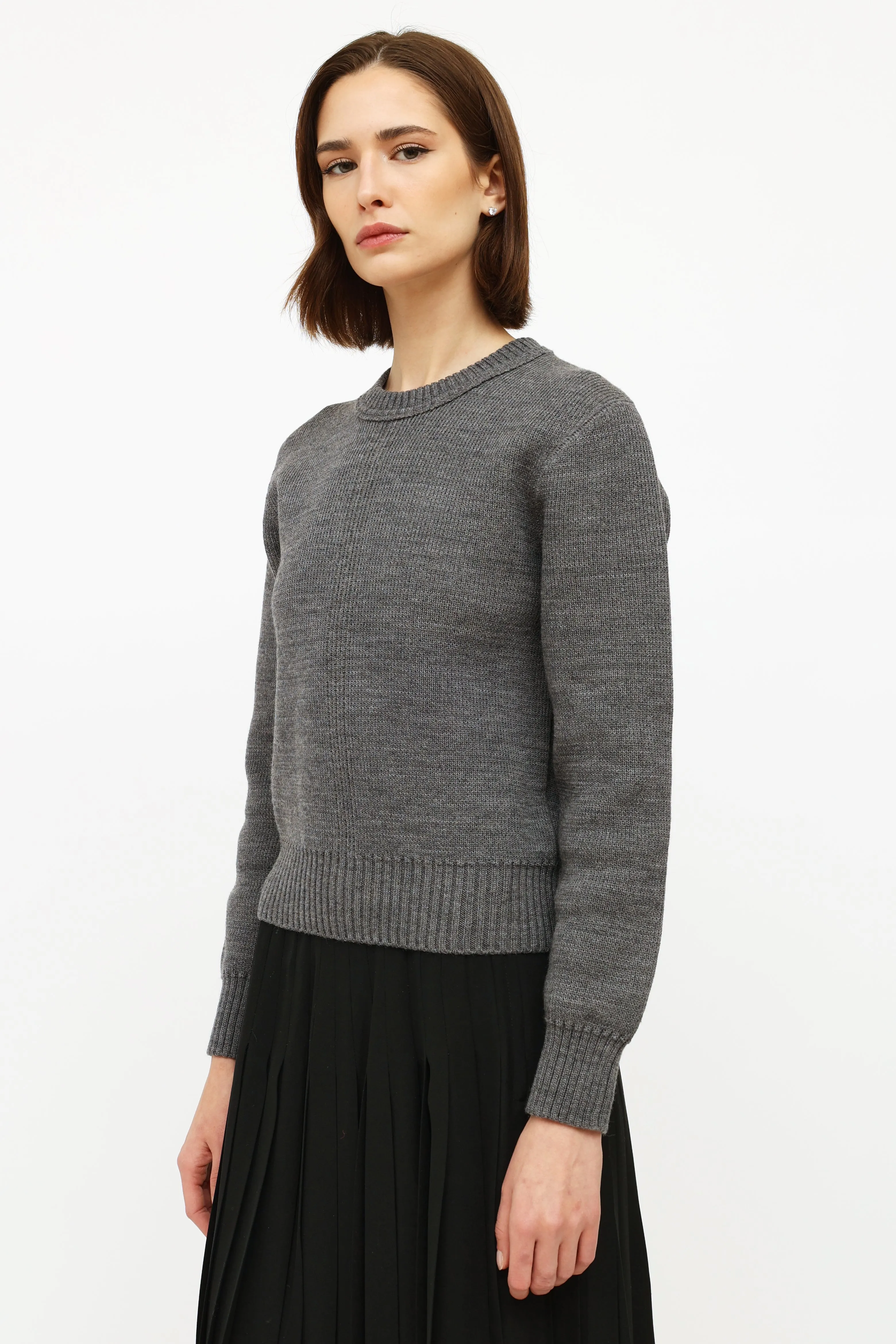 Grey Wool Crewneck Sweater