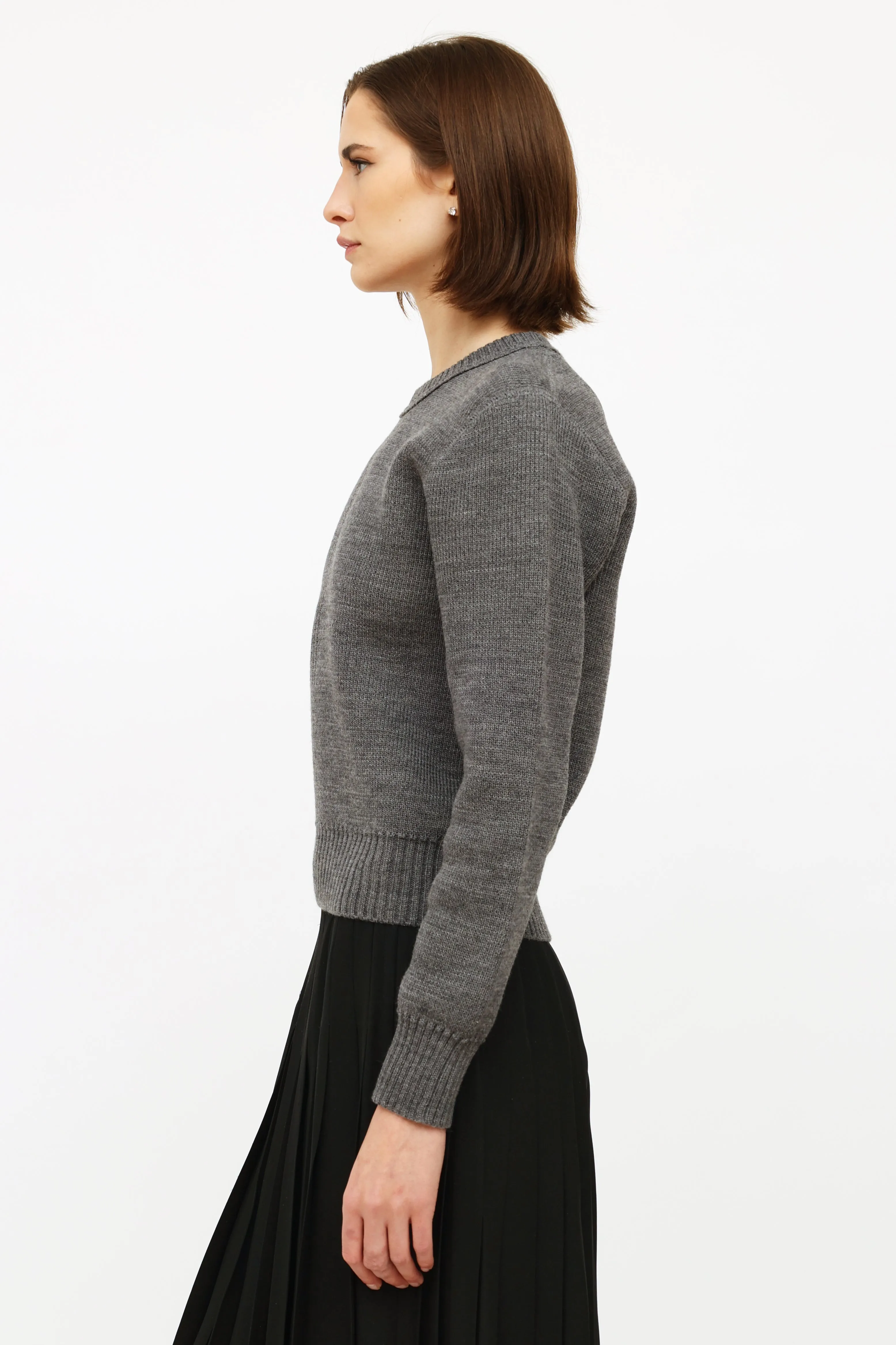 Grey Wool Crewneck Sweater