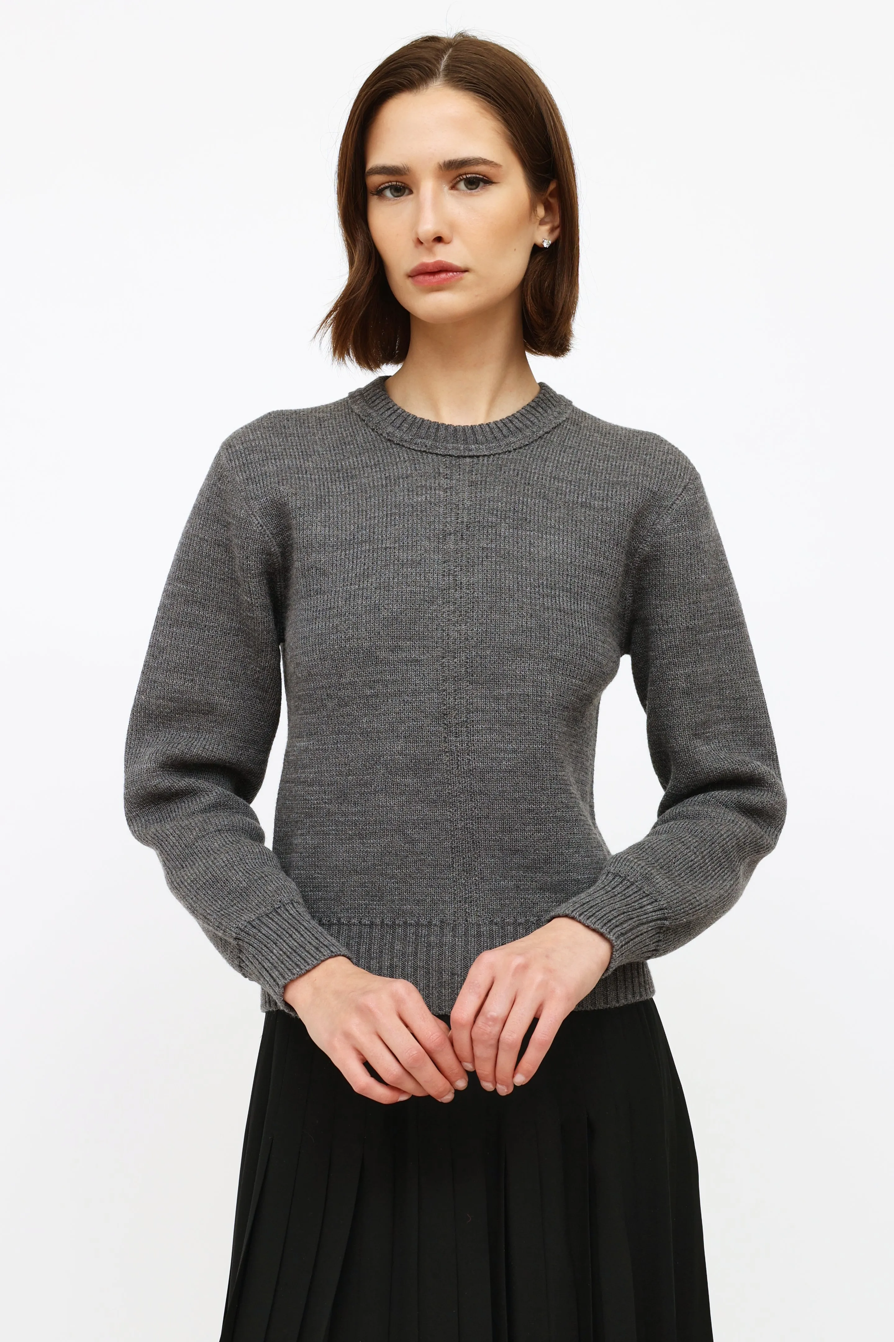 Grey Wool Crewneck Sweater