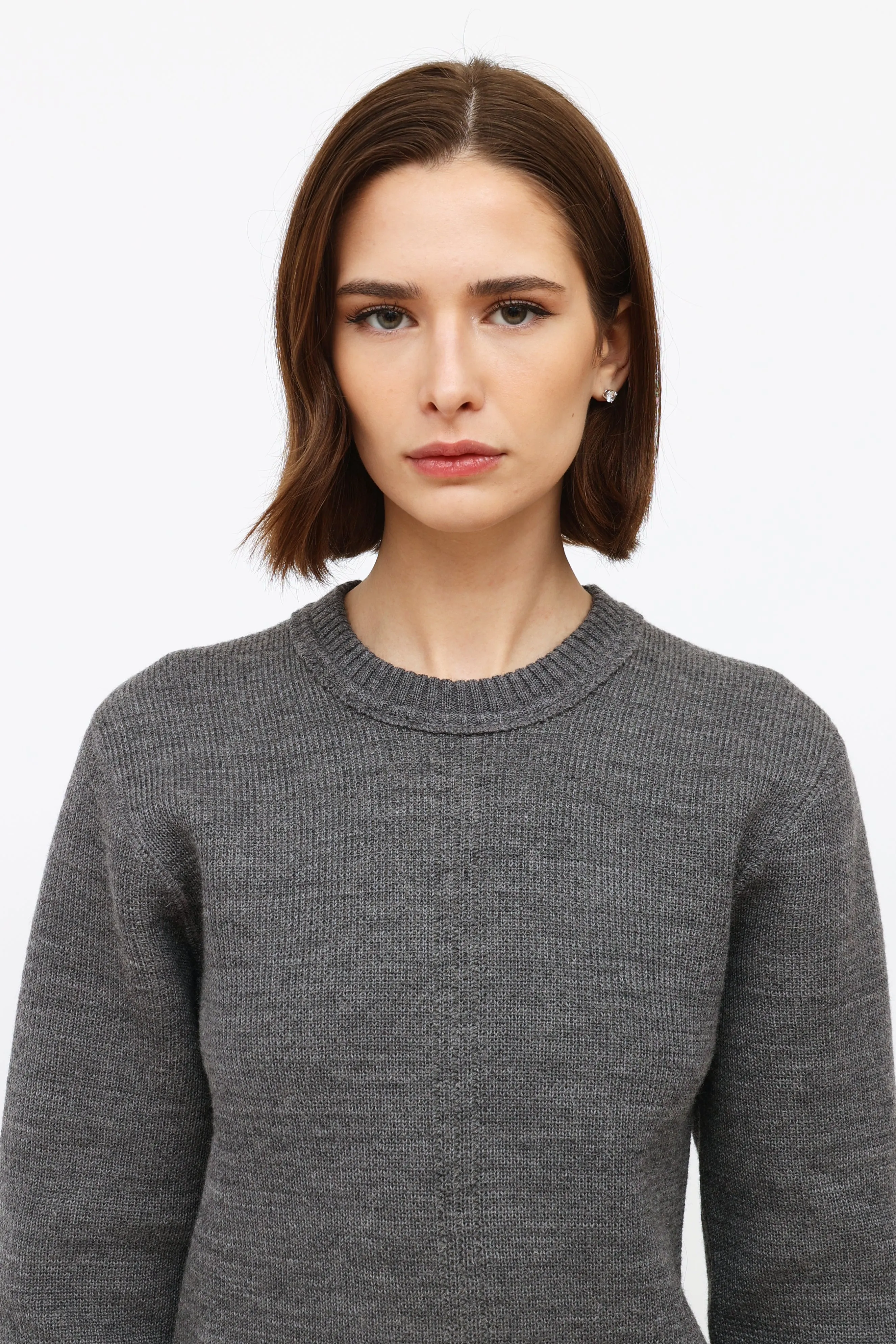Grey Wool Crewneck Sweater