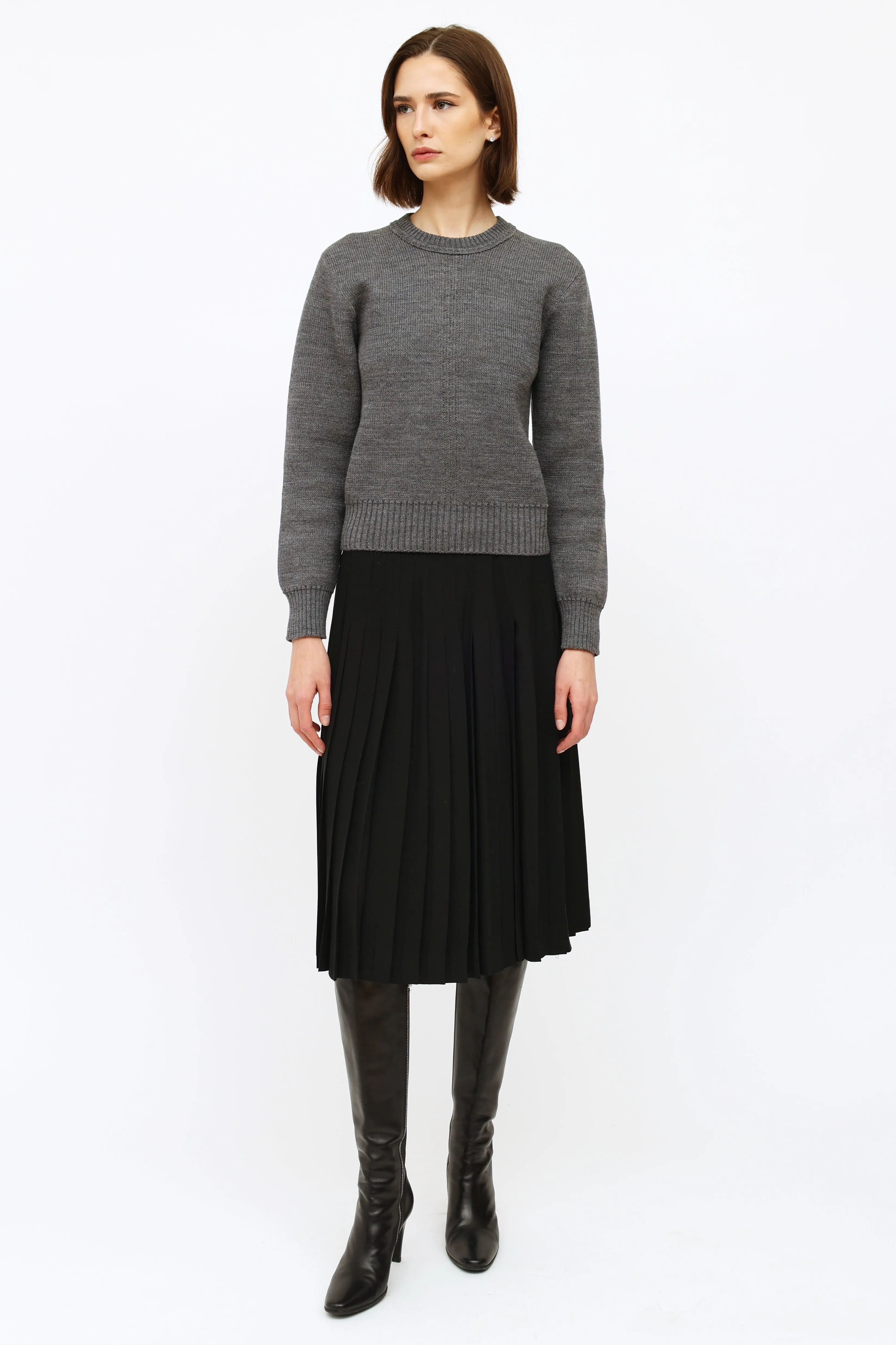 Grey Wool Crewneck Sweater