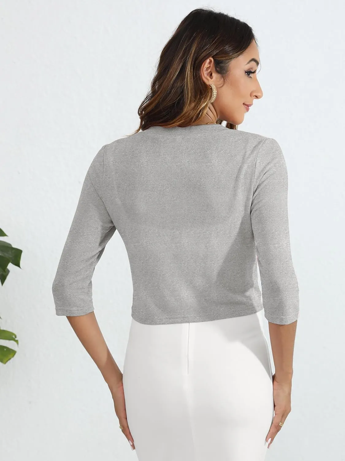 Heymoments Women's 3/4 Sleeve Thin Shrugs Lightweight Open Front Cropped Cardigan for Women