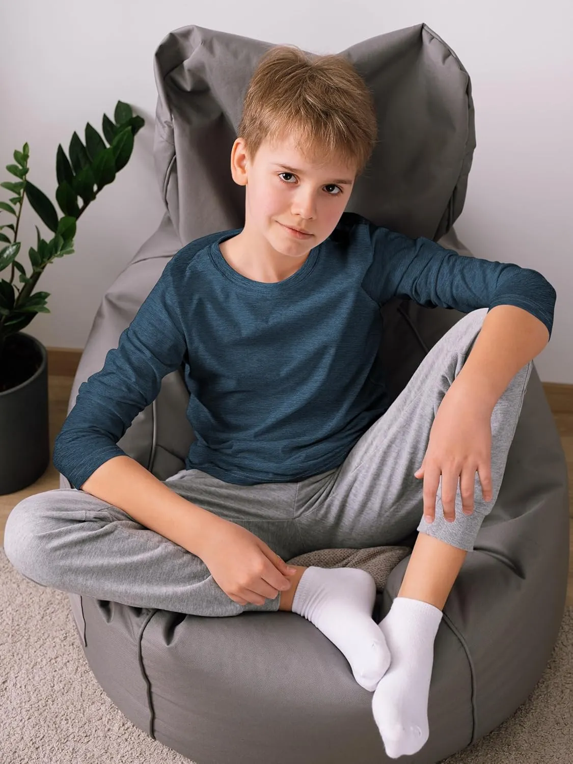 HXP 4 Pack Boys Long Sleeve Shirts Dry Fit Athletic T Shirts Boys' Activewear Quick-Dry Clothes Tees for Youth Teens