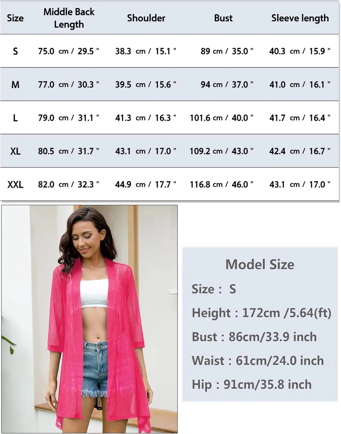 iClosam Women 3/4 Sleeve Cardigan Sweater Casual Sheer Open Front Kimono Cardigans Summer Trendy Beach Cover Ups