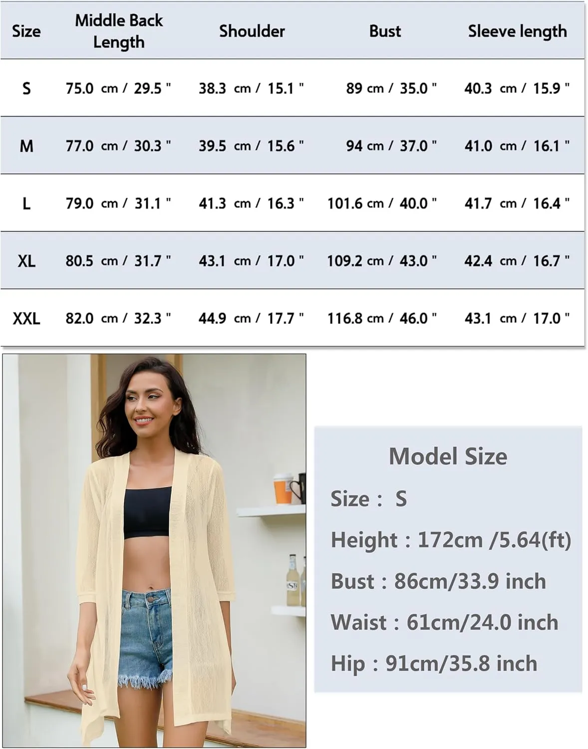 iClosam Women 3/4 Sleeve Cardigan Sweater Casual Sheer Open Front Kimono Cardigans Summer Trendy Beach Cover Ups