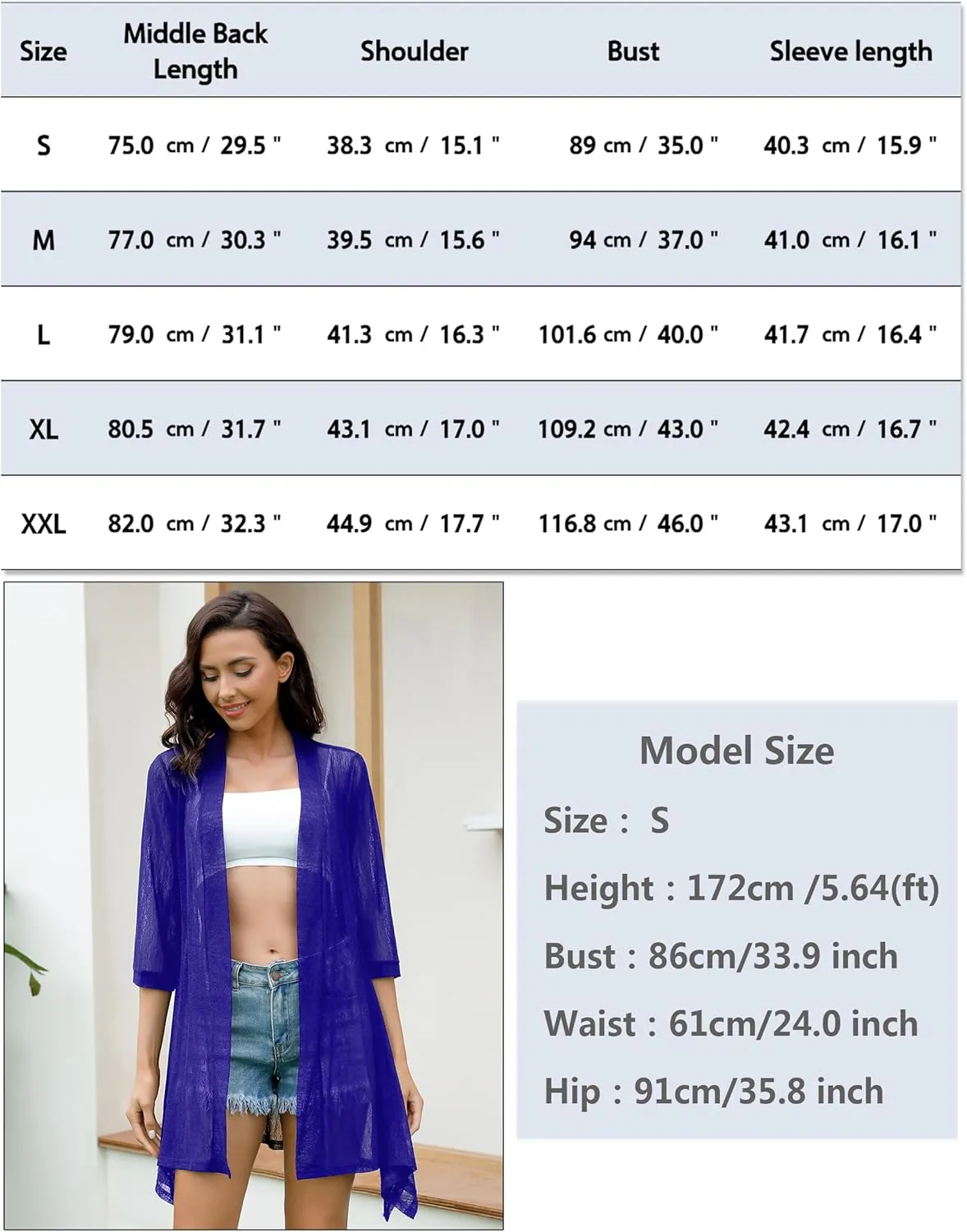iClosam Women 3/4 Sleeve Cardigan Sweater Casual Sheer Open Front Kimono Cardigans Summer Trendy Beach Cover Ups