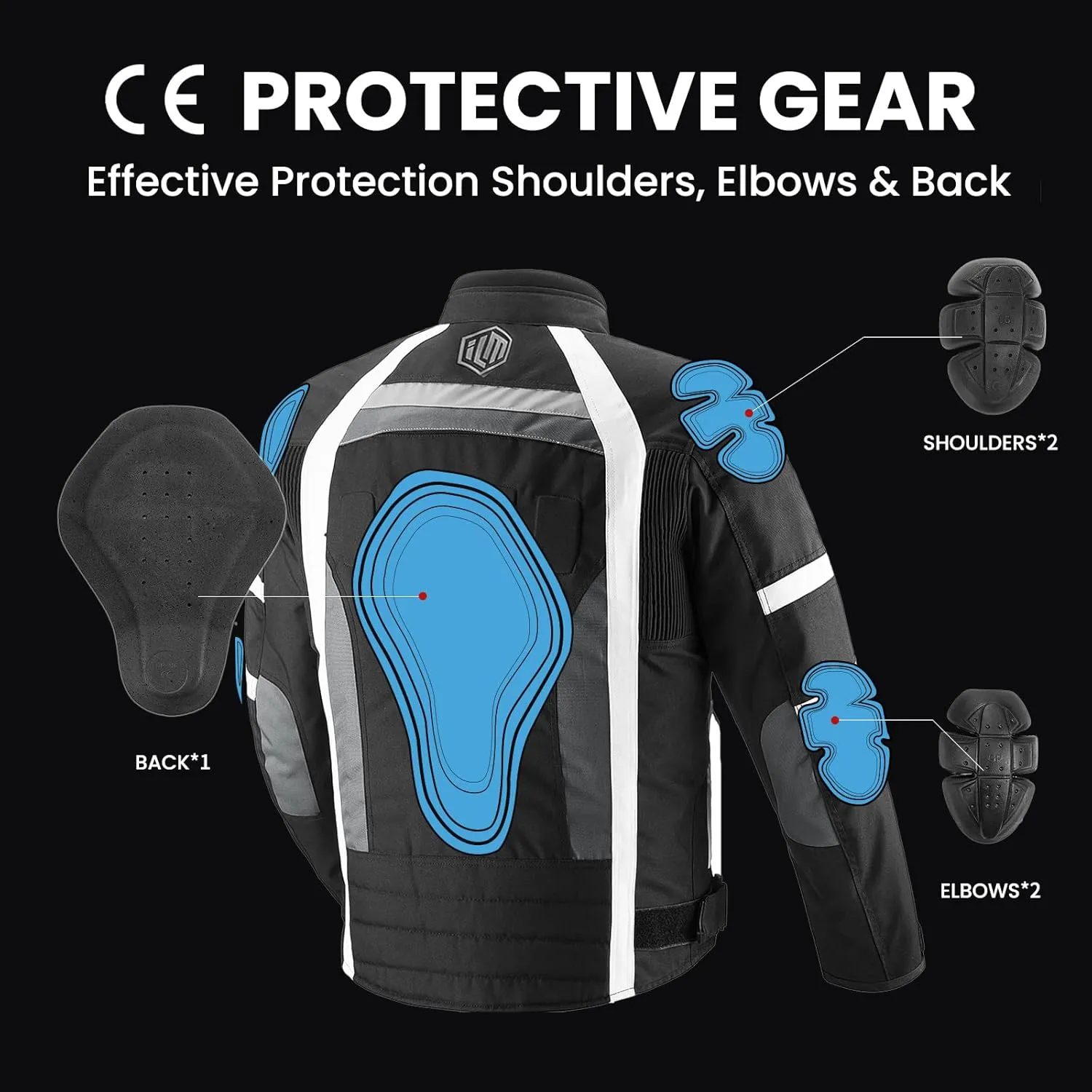 ILM Motorcycle Jacket with CE Armor for Men Enduro Touring Dualsport Riding Water Resistant Textile All-weather B02