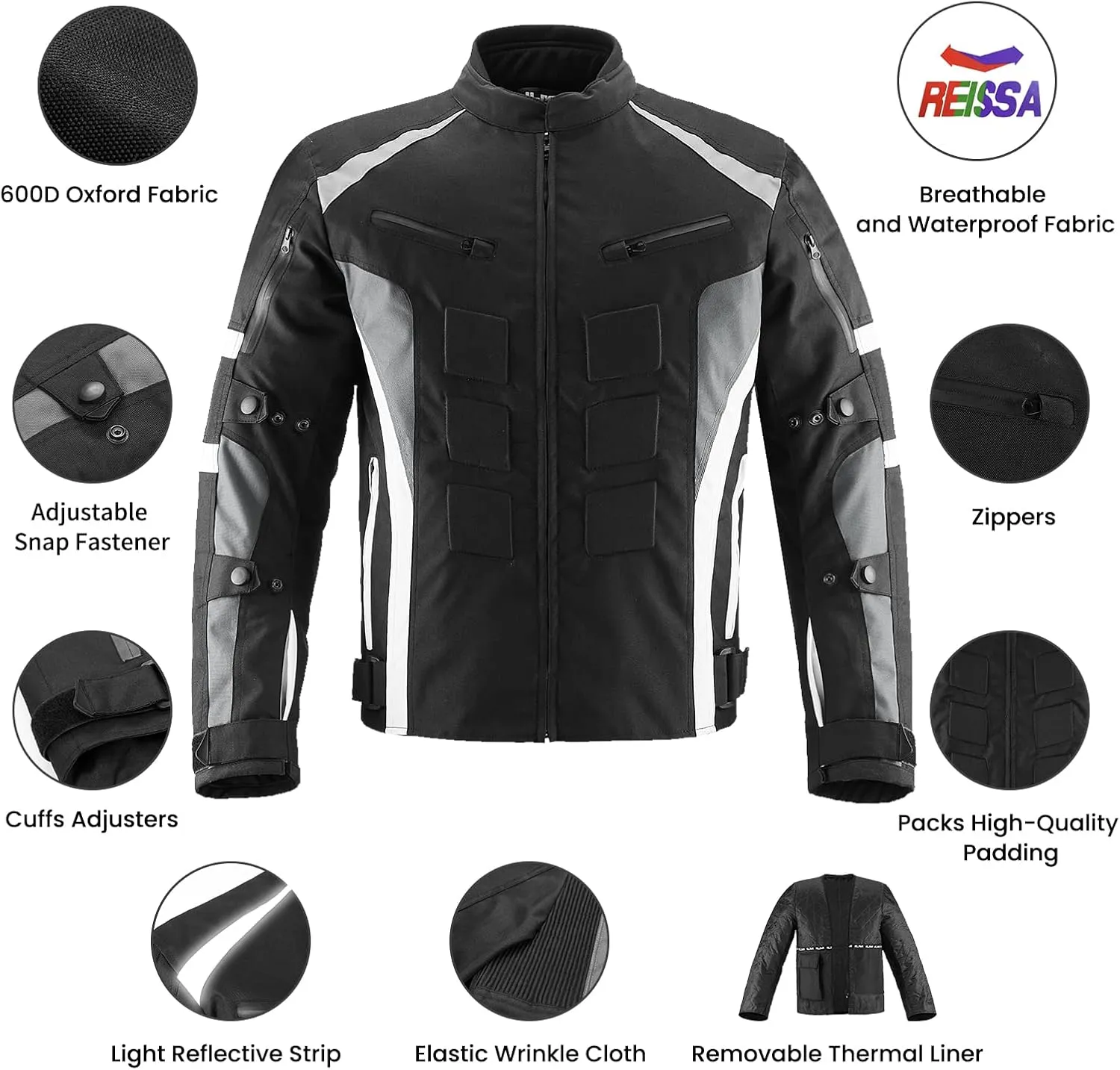 ILM Motorcycle Jacket with CE Armor for Men Enduro Touring Dualsport Riding Water Resistant Textile All-weather B02