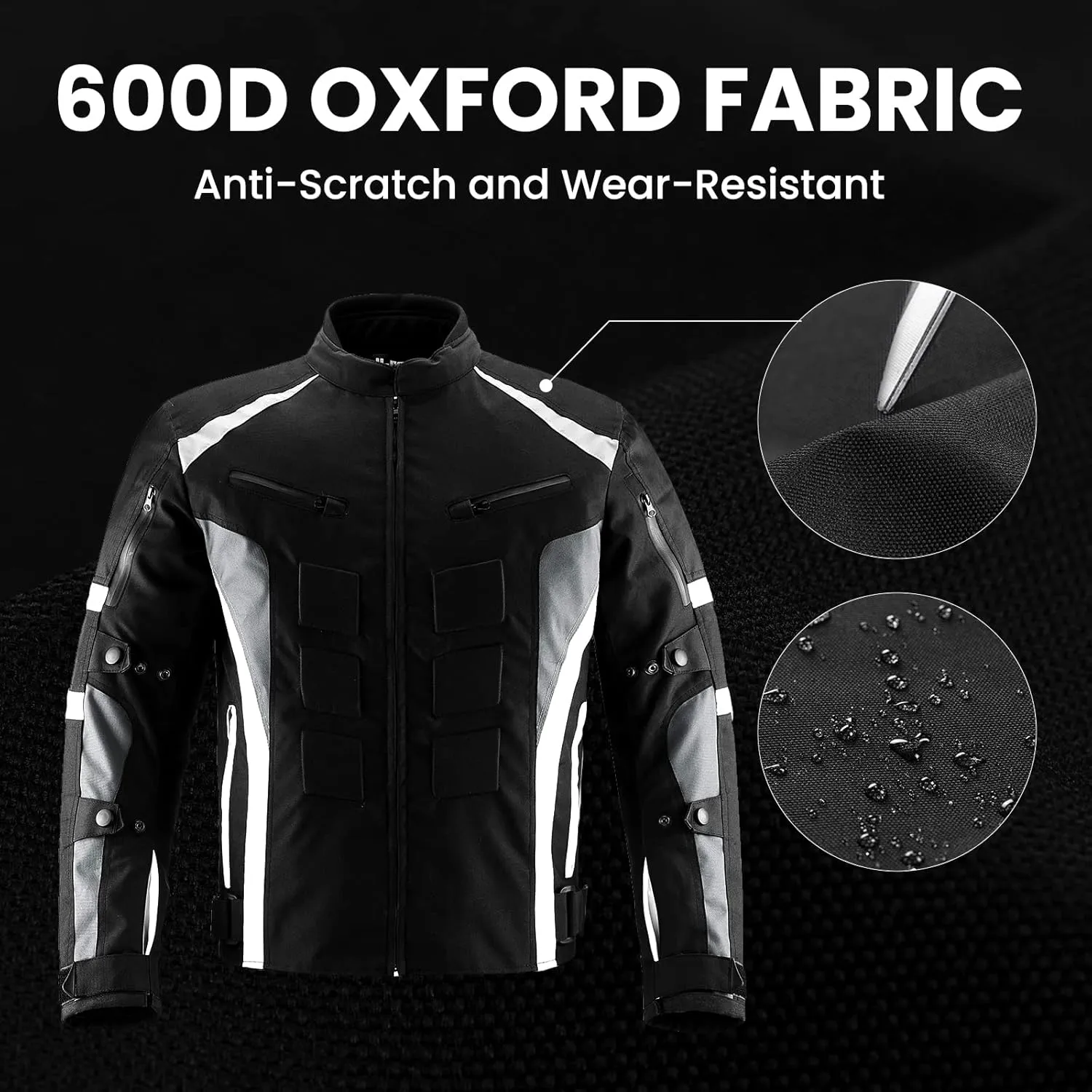 ILM Motorcycle Jacket with CE Armor for Men Enduro Touring Dualsport Riding Water Resistant Textile All-weather B02