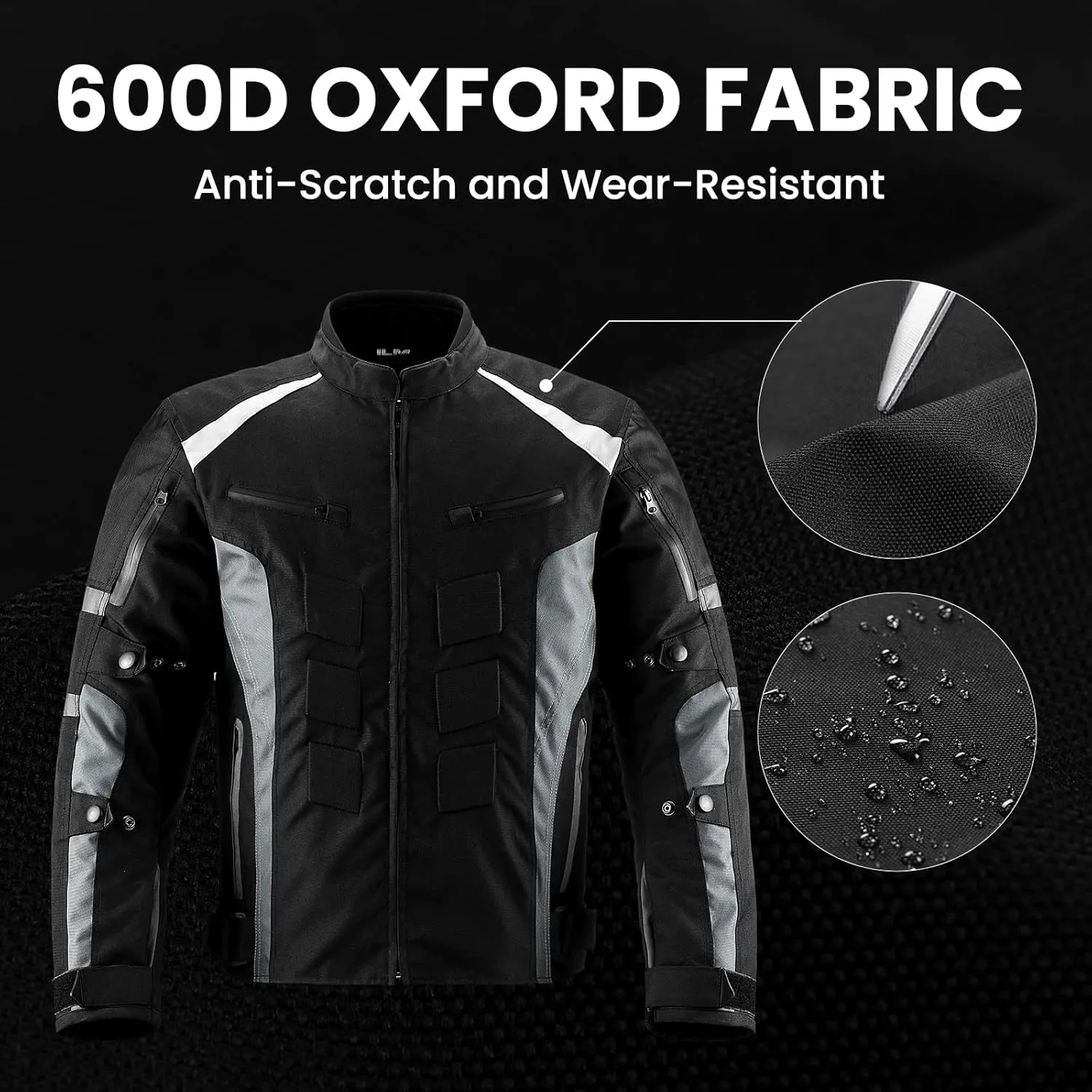 ILM Motorcycle Jacket with CE Armor for Men Enduro Touring Dualsport Riding Water Resistant Textile All-weather B02