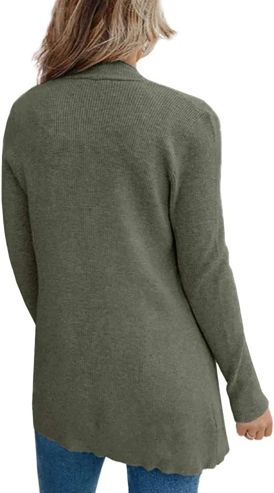 imesrun Womens Open Front Cardigans Casual Long Sleeve Classic Knit Sweater Outerwear with Pockets