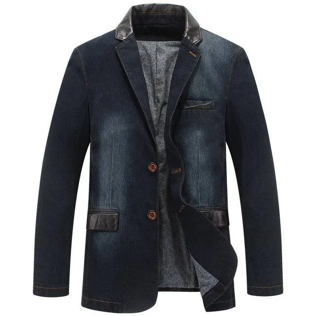 Jackets Blazers Suits Jeans Patchwork Leather Slim Fit Coat