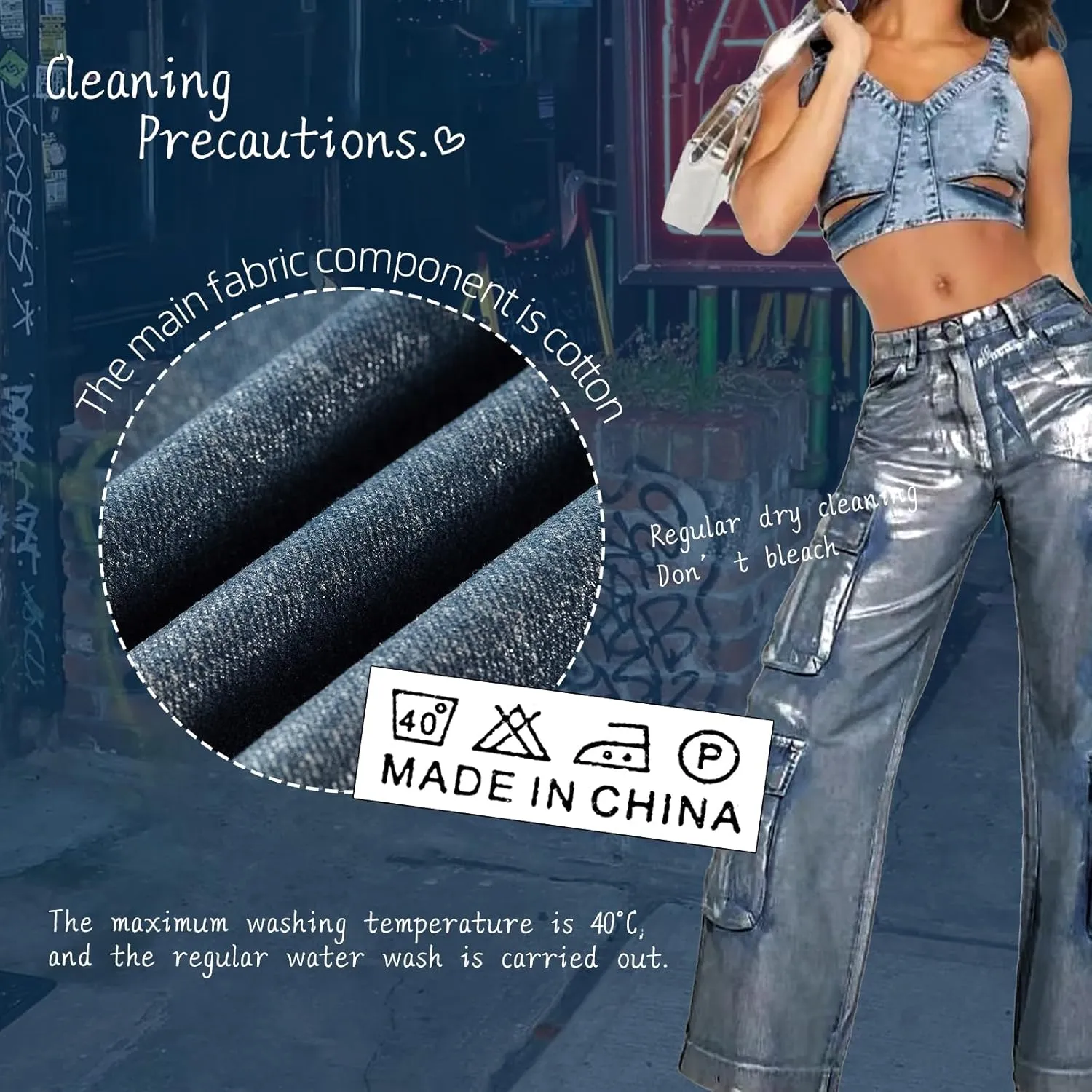 Jeans for Women Fashion Silver Hot Stamping Craft High Rise Jean Stretchy Denim Pants Work Pants with Multi Pocket