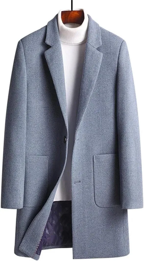 JNKIHAPOT Wool Long Coat For Men Winter Solid Color Padded Cotton Woolen Man Trench Coat Youth Clothing