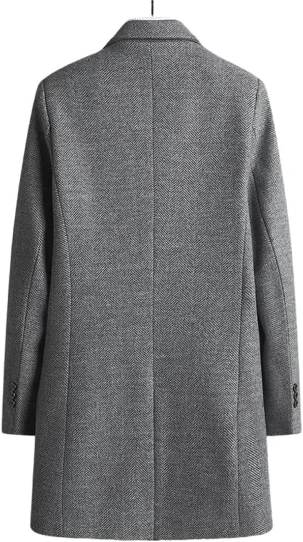 JNKIHAPOT Wool Long Coat For Men Winter Solid Color Padded Cotton Woolen Man Trench Coat Youth Clothing