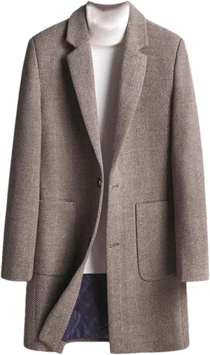 JNKIHAPOT Wool Long Coat For Men Winter Solid Color Padded Cotton Woolen Man Trench Coat Youth Clothing