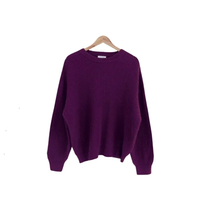 Joskaa Woman Harajuku Sweaters Fashion Show 2024 Autumn Oversized Loose Long Sleeve Casual Pullovers Female Solid Knitted Tops
